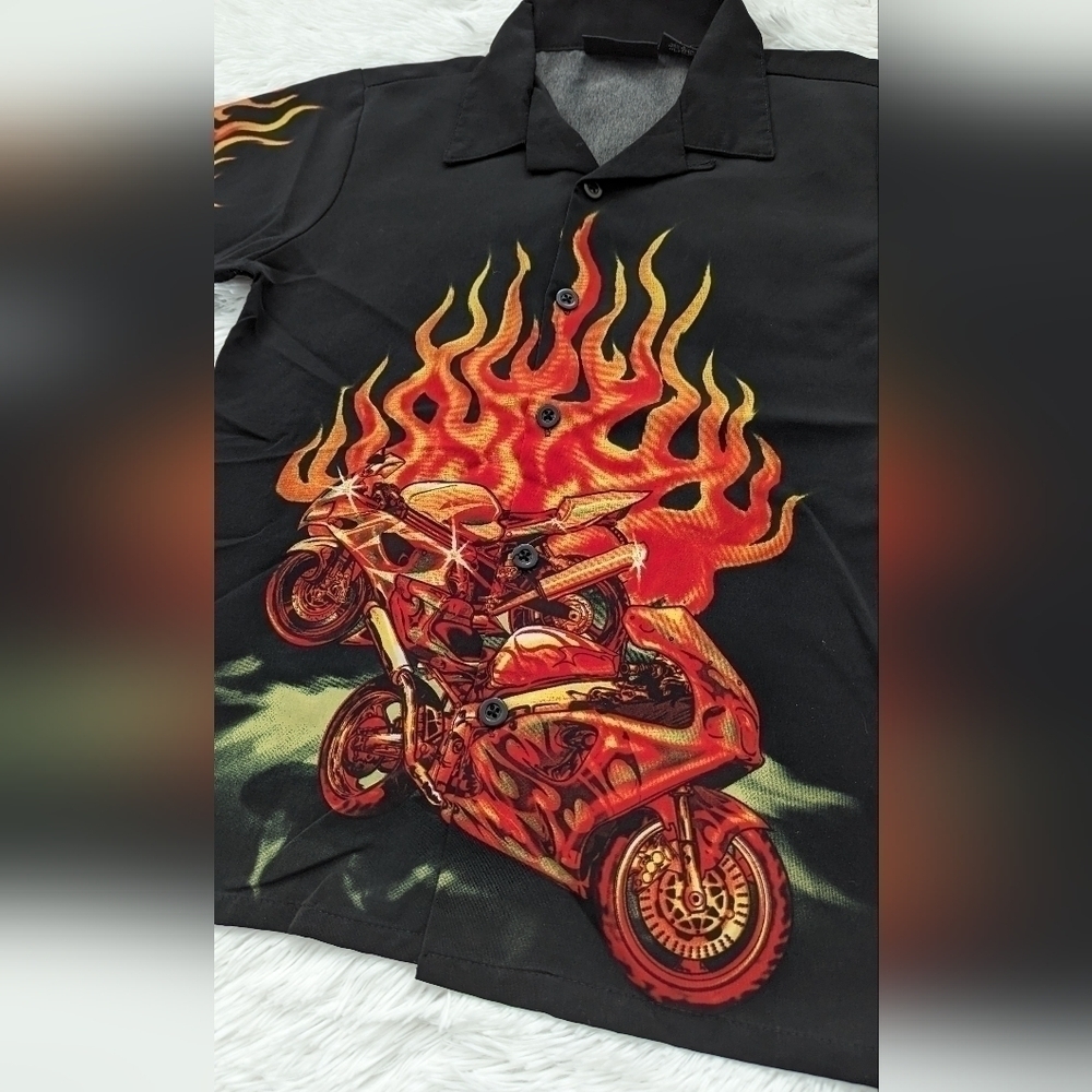 Boys No Boundaries Dirt Bike Button Down Shirt M(8-10) - Picture 2 of 11